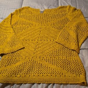 Women's Yellow /green Crochet Sweater